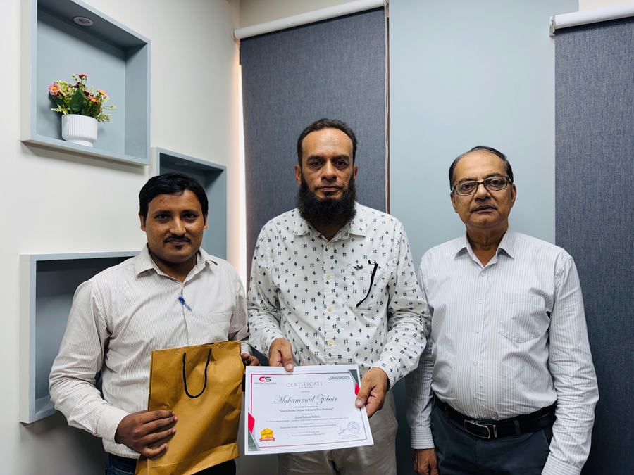 Client training session and certificate ceremony photo