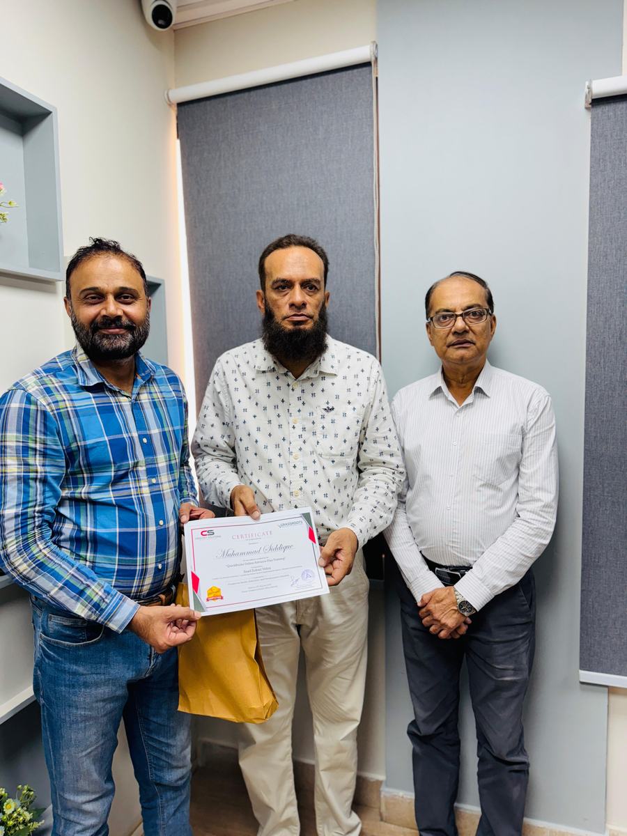 Client training session and certificate ceremony photo