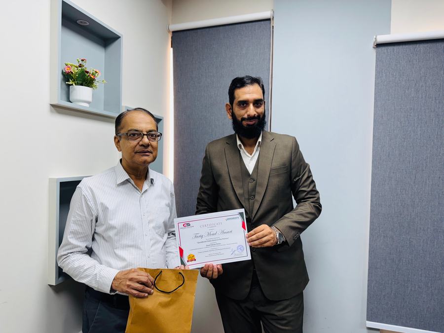 Client training session and certificate ceremony photo