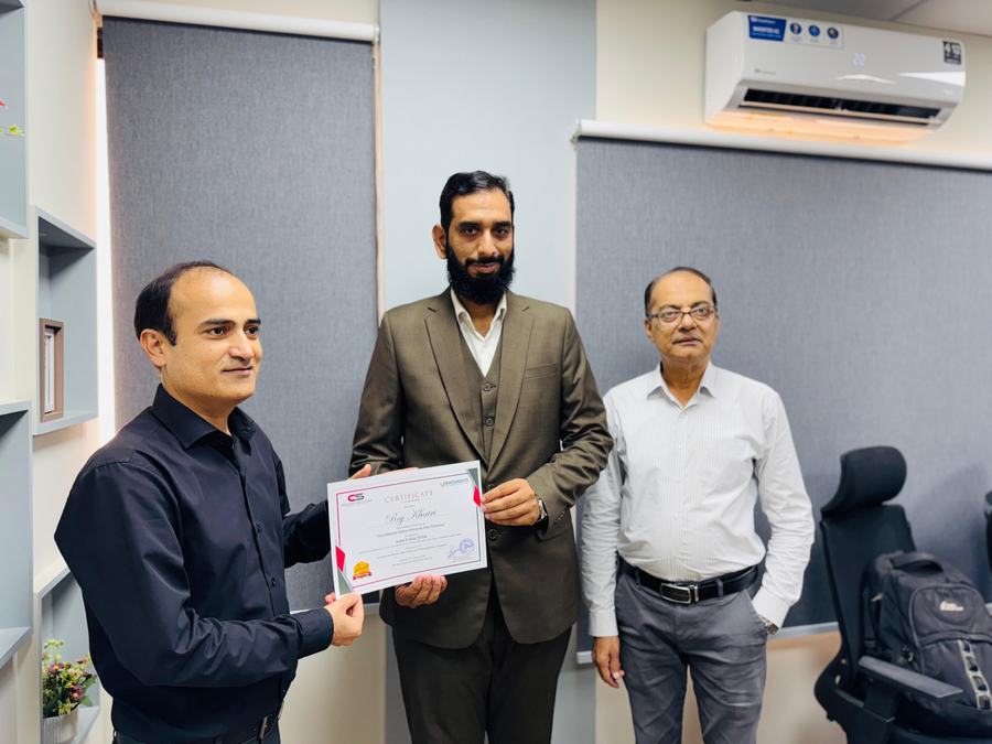 Client training session and certificate ceremony photo